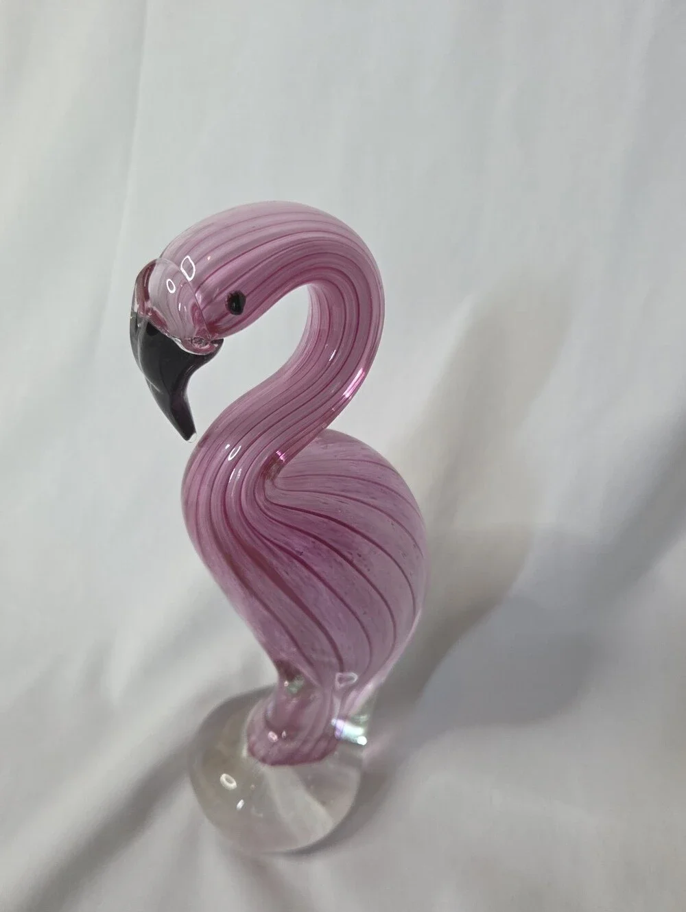 Handblown Pink Glass Flamingo Figurine
